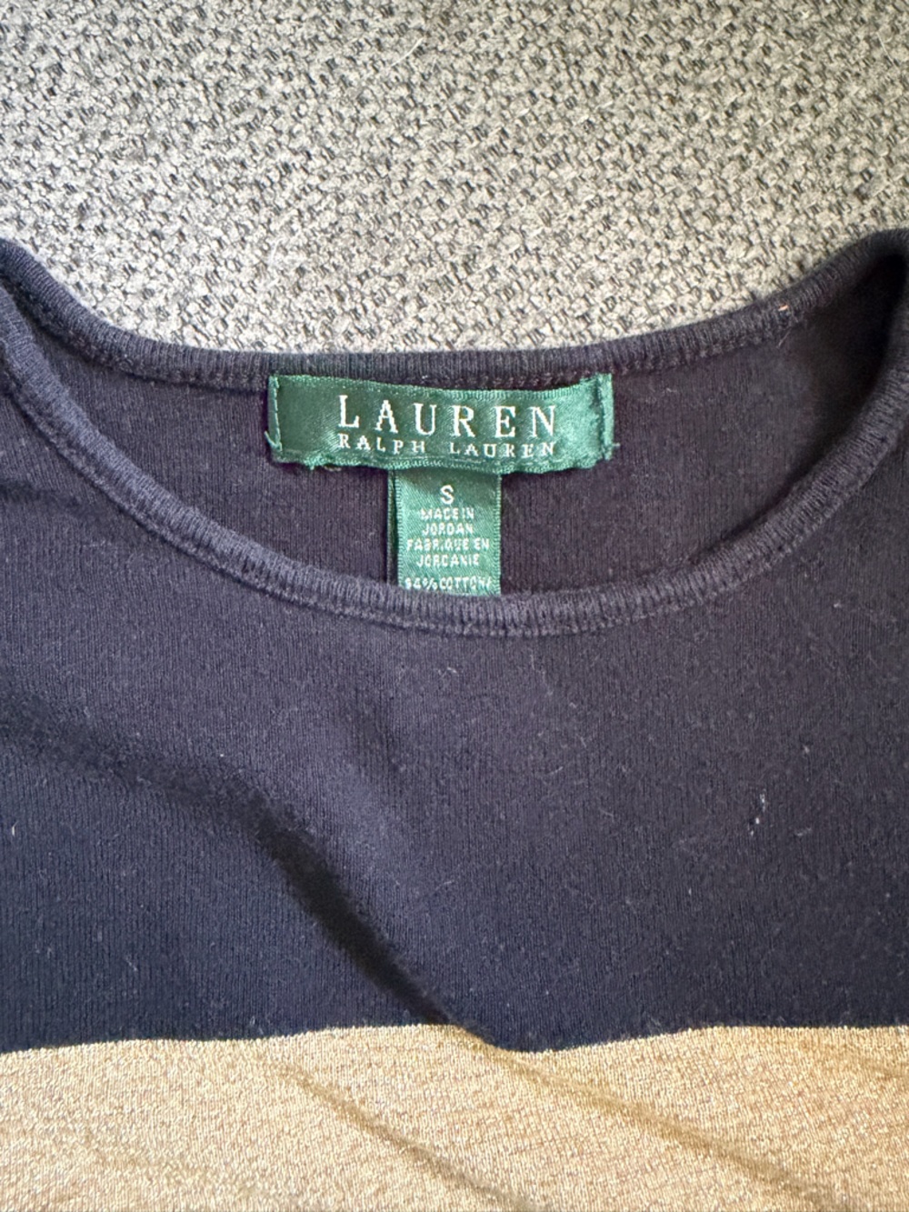 Lauren Ralph Lauren navy blue Top with Golden stripes